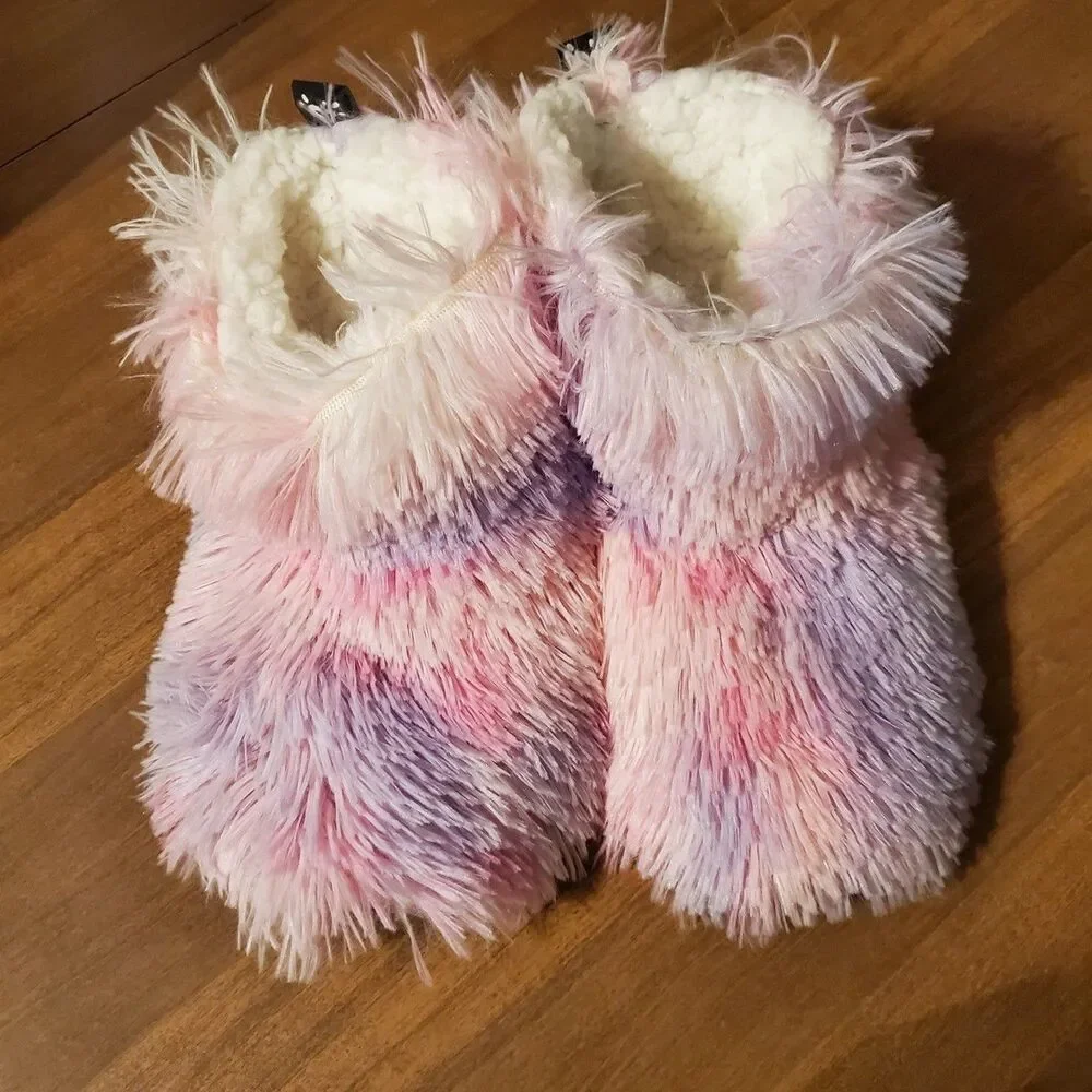 Justice Girl's Size M/L 5.5 - 7.5 Tie Dye Faux Fur Bootie Slippers